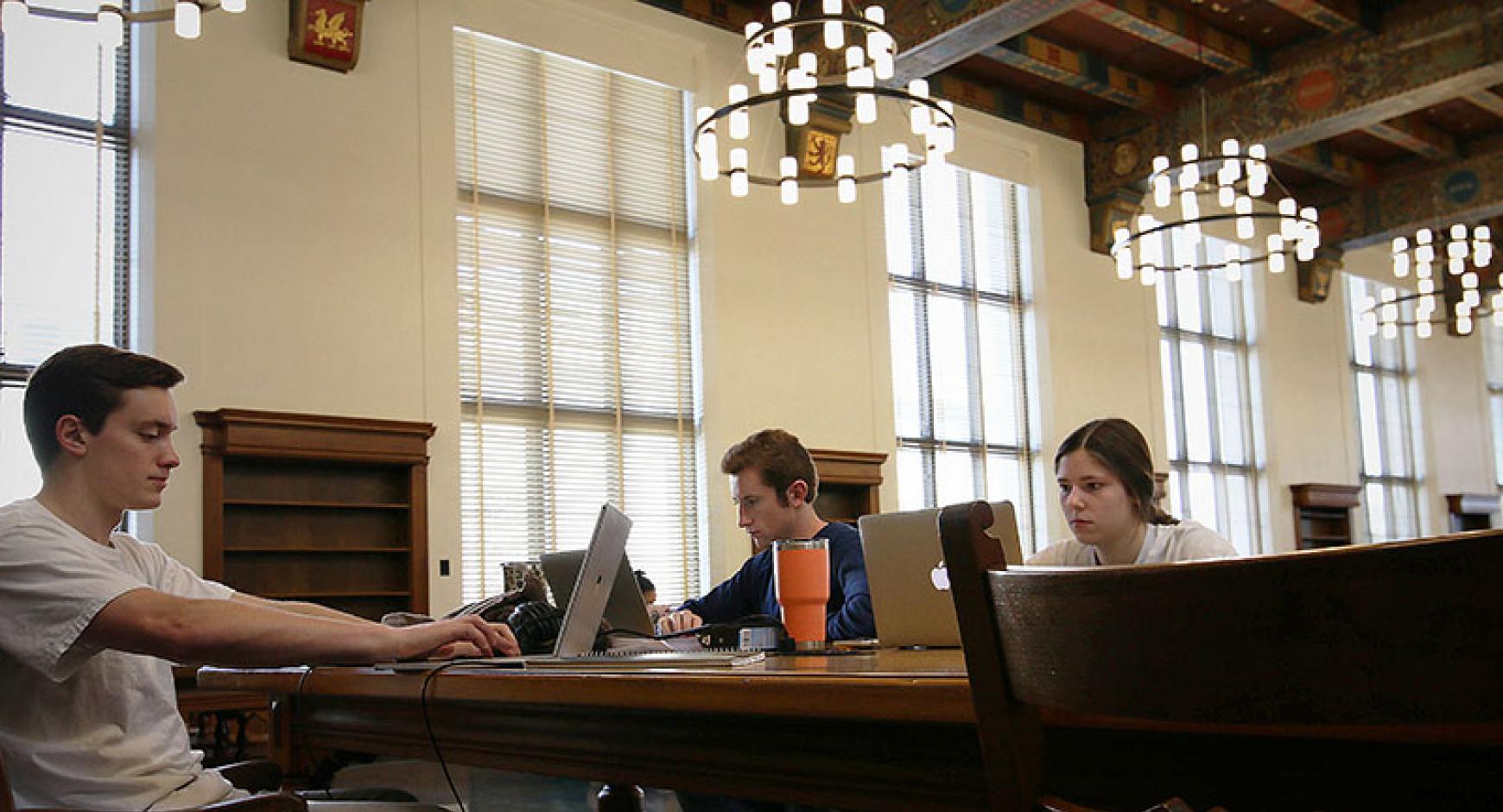 Students in the Hall of Texas