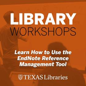 Library Workshops graphic. Orange field over image of instructor working at whiteboard on chemistry formula. Event title overlayed.