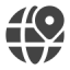 an icon of a globe with a place marker on it