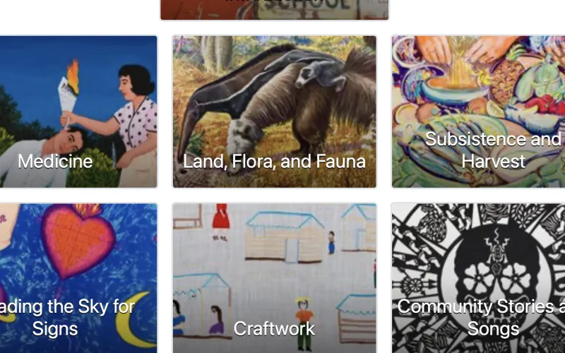 A screenshot of the exhibits page